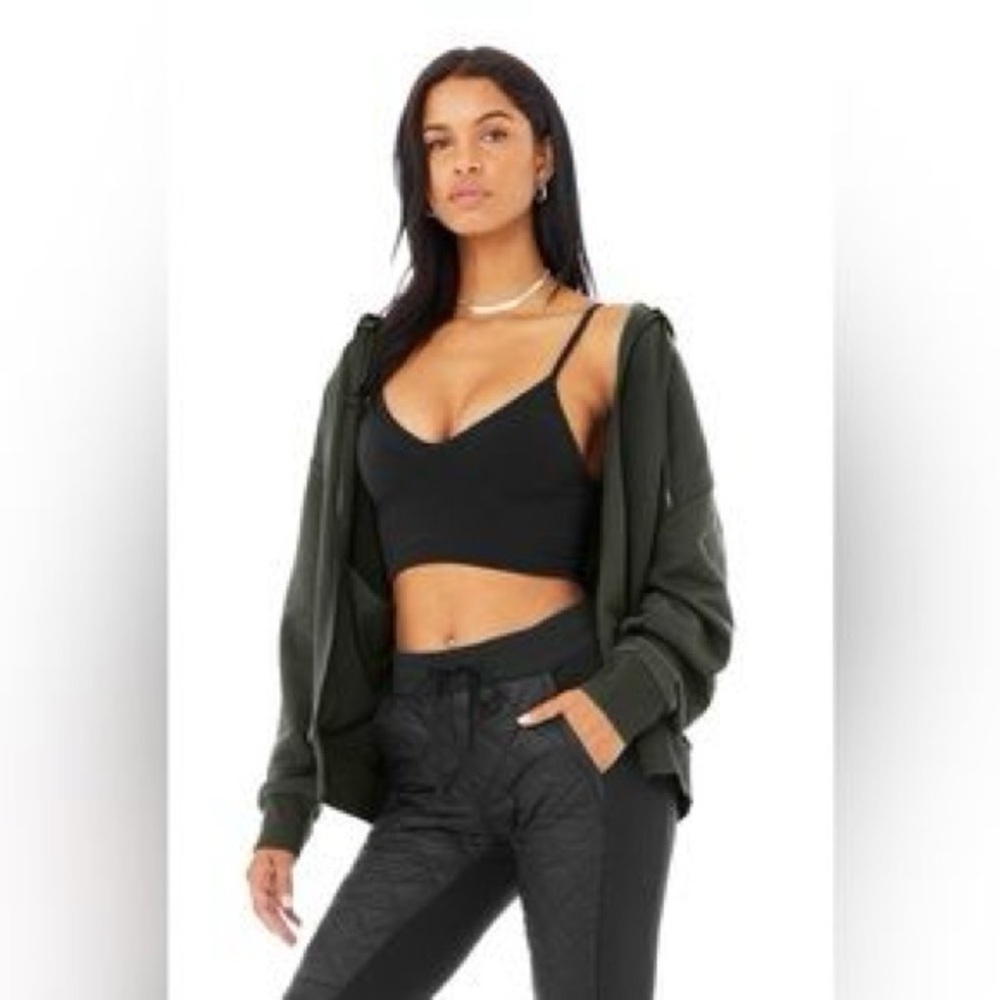 Alo yoga hype full zip hoodie dark cactus